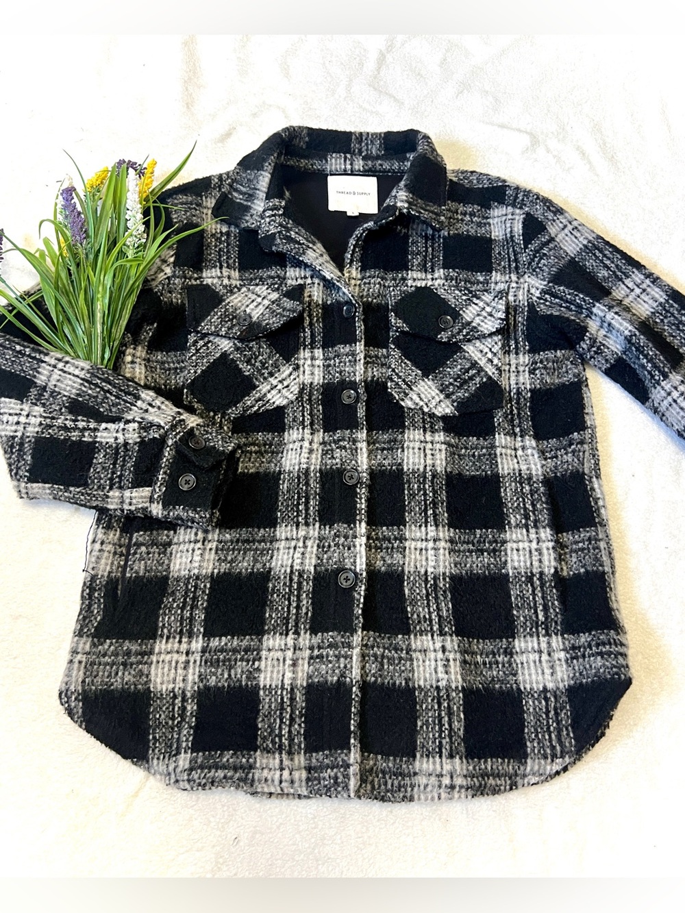 Thread & Supply Fleece Plaid Shacket - Small